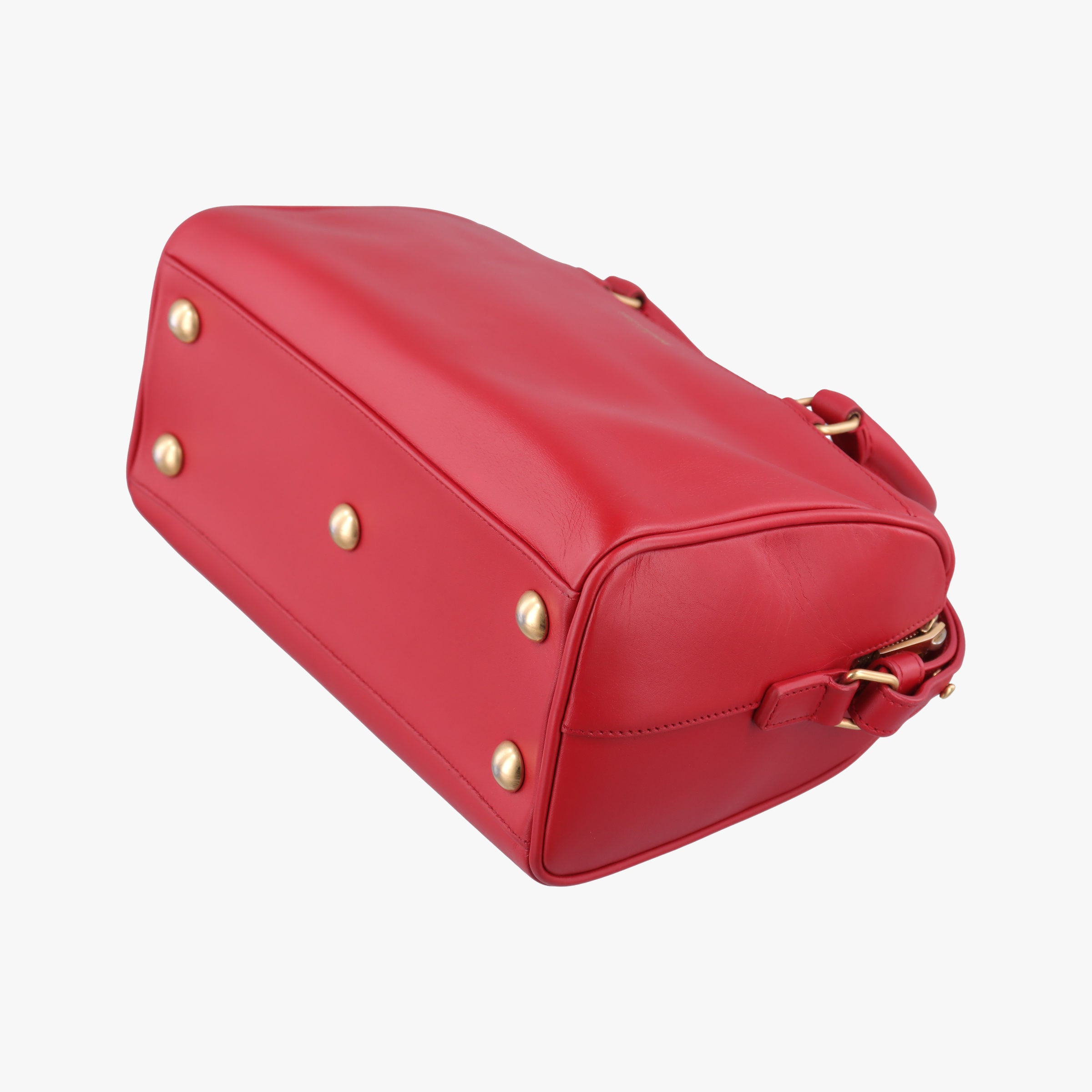 Pre-owned Yves Saint Laurent CLASSIC BABY DUFFLE Red Leather 330958 shoulderbag | stylenewstar