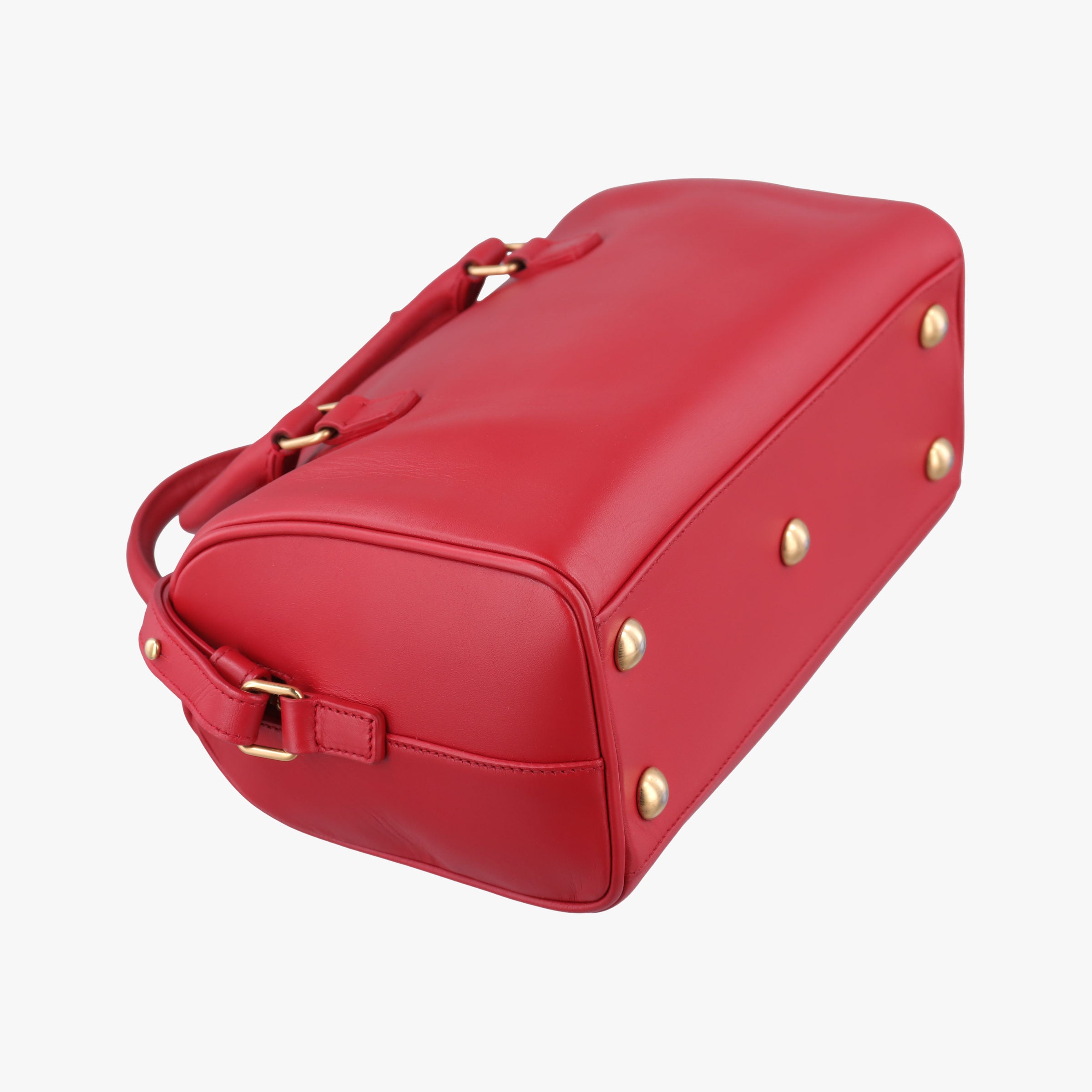 Pre-owned Yves Saint Laurent CLASSIC BABY DUFFLE Red Leather 330958 shoulderbag | stylenewstar