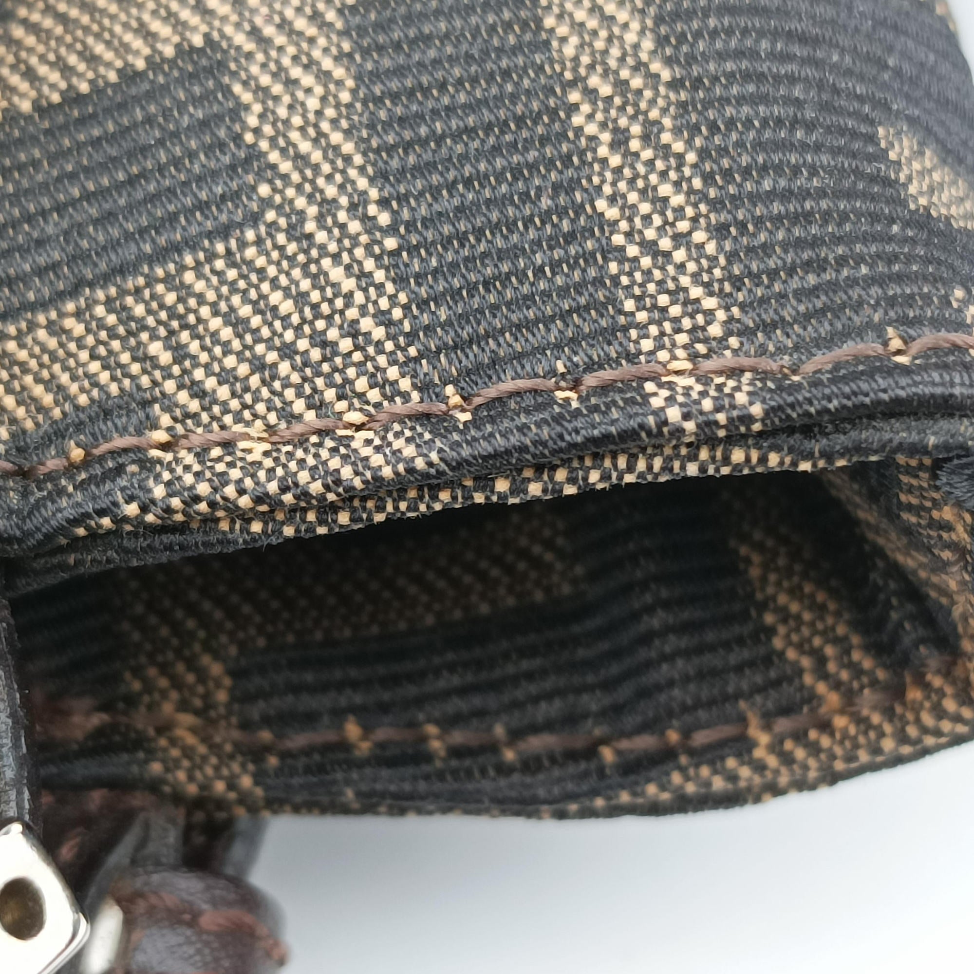 Pre-owned Fendi croissants Brown canvas× leather 26724 shoulderbag | stylenewstar