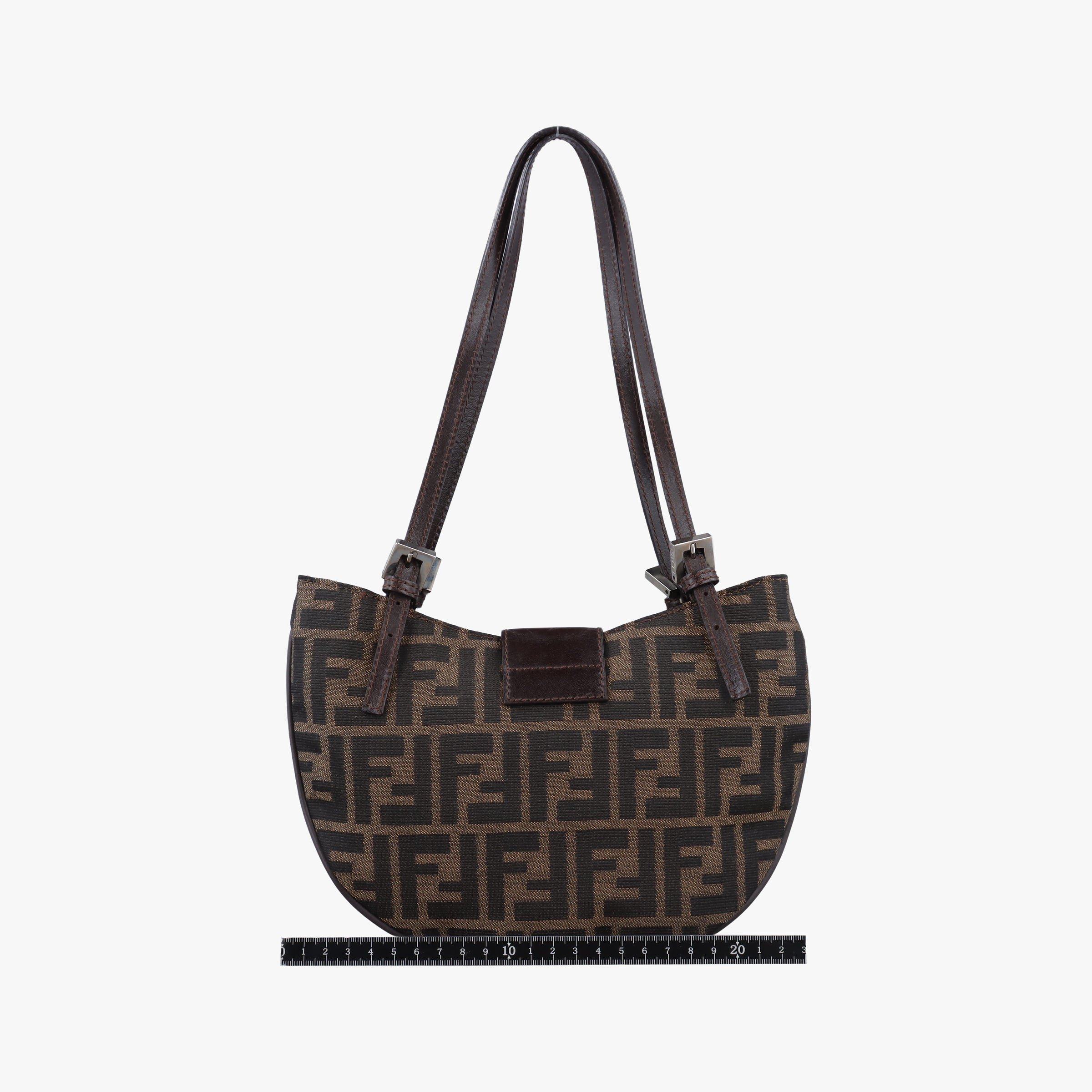 Pre-owned Fendi croissants Brown canvas× leather 26724 shoulderbag | stylenewstar