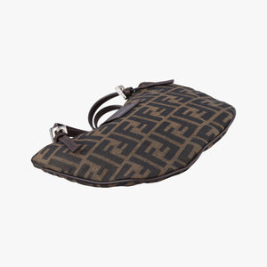 Pre-owned Fendi croissants Brown canvas× leather 26724 shoulderbag | stylenewstar