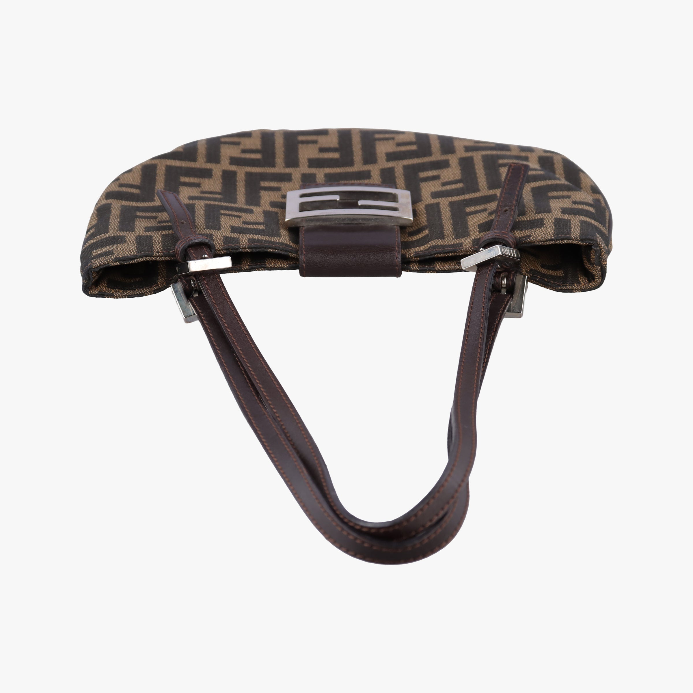 Pre-owned Fendi croissants Brown canvas× leather 26724 shoulderbag | stylenewstar