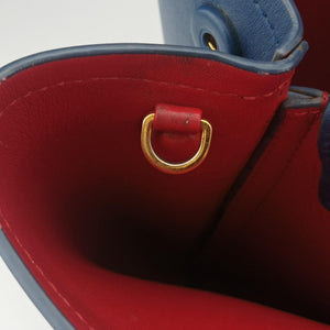 Pre-owned Prada Double Cuir Blue SAFFIANO Leather B2756T handbag | stylenewstar