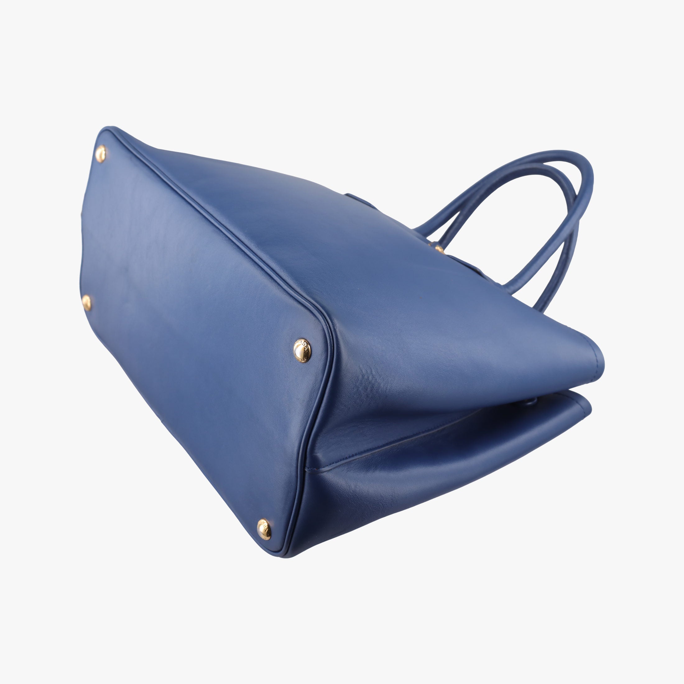 Pre-owned Prada Double Cuir Blue SAFFIANO Leather B2756T handbag | stylenewstar