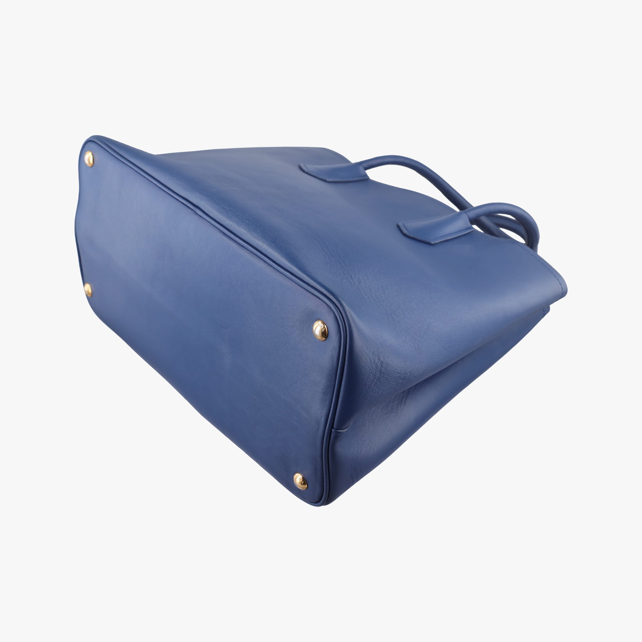Pre-owned Prada Double Cuir Blue SAFFIANO Leather B2756T handbag | stylenewstar