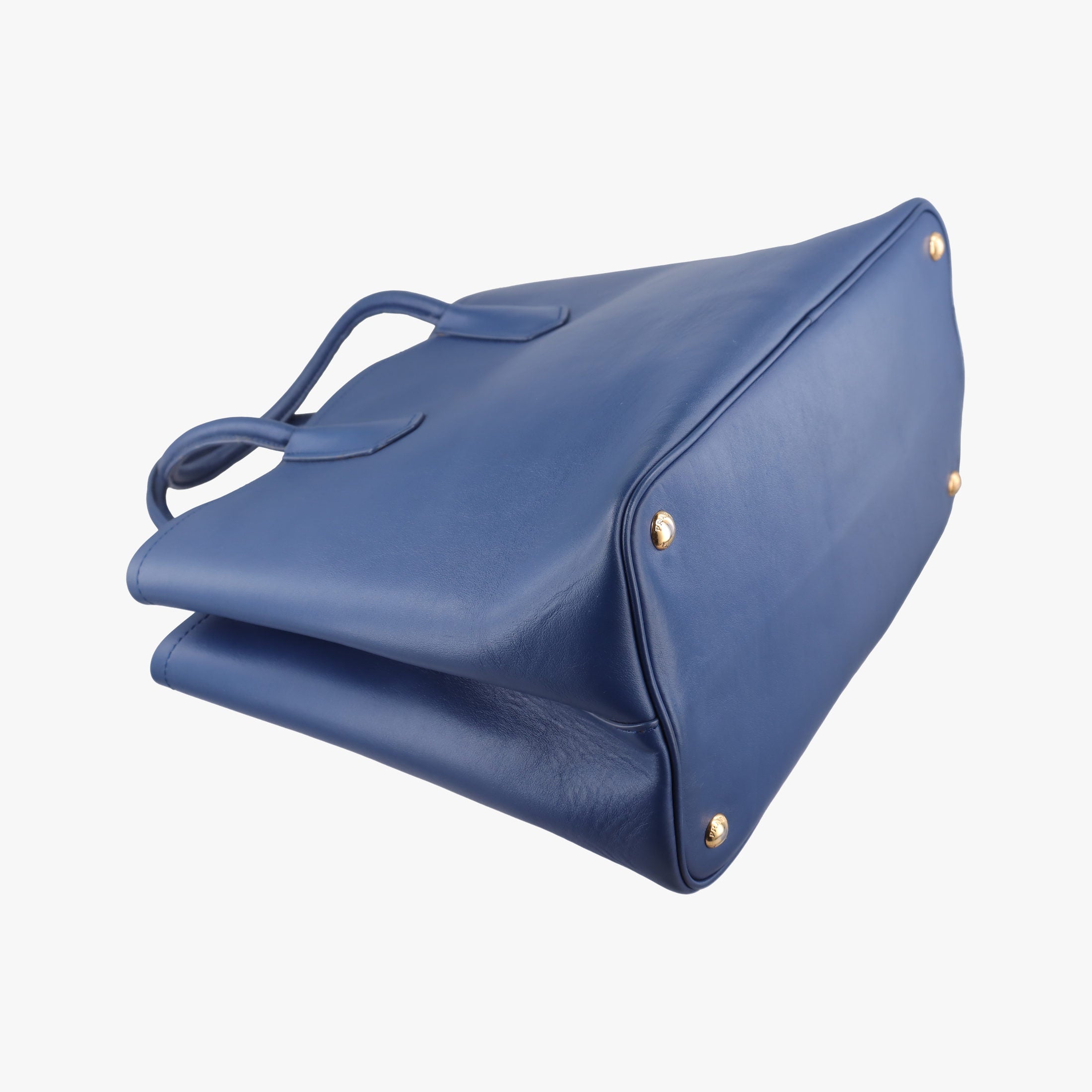 Pre-owned Prada Double Cuir Blue SAFFIANO Leather B2756T handbag | stylenewstar