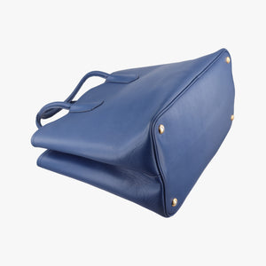 Pre-owned Prada Double Cuir Blue SAFFIANO Leather B2756T handbag | stylenewstar