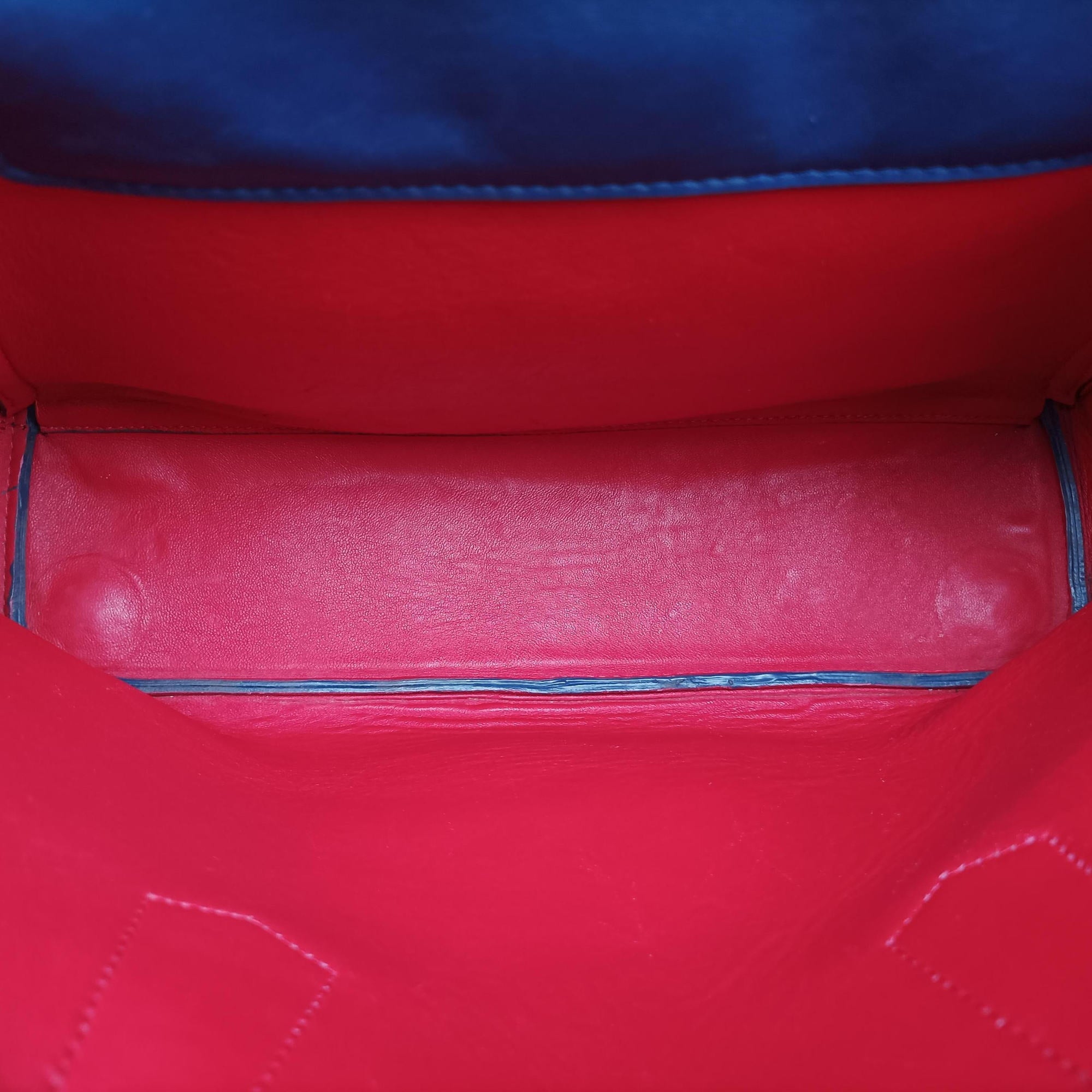 Pre-owned Prada Double Cuir Blue SAFFIANO Leather B2756T handbag | stylenewstar