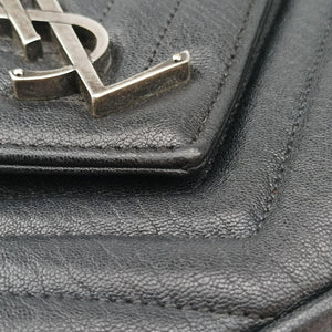 Pre-owned Yves Saint Laurent COLLEGE Black Leather 487212 shoulderbag | stylenewstar