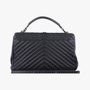 Pre-owned Yves Saint Laurent COLLEGE Black Leather 487212 shoulderbag | stylenewstar