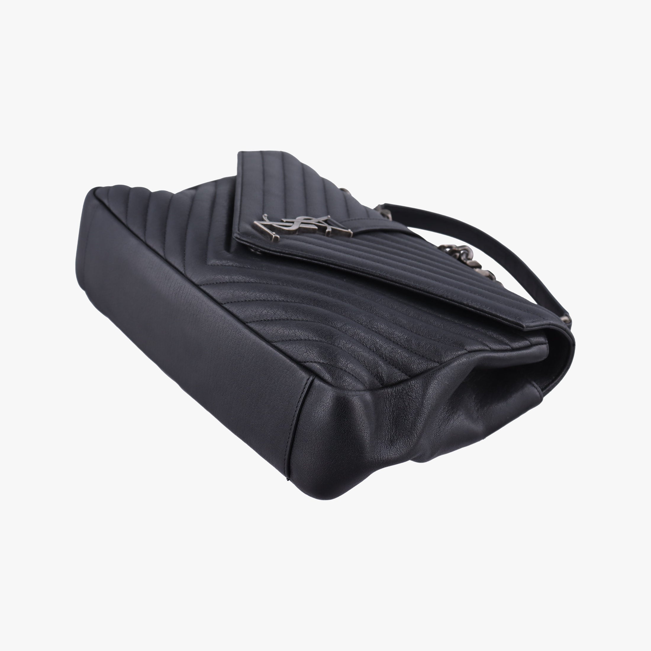 Pre-owned Yves Saint Laurent COLLEGE Black Leather 487212 shoulderbag | stylenewstar