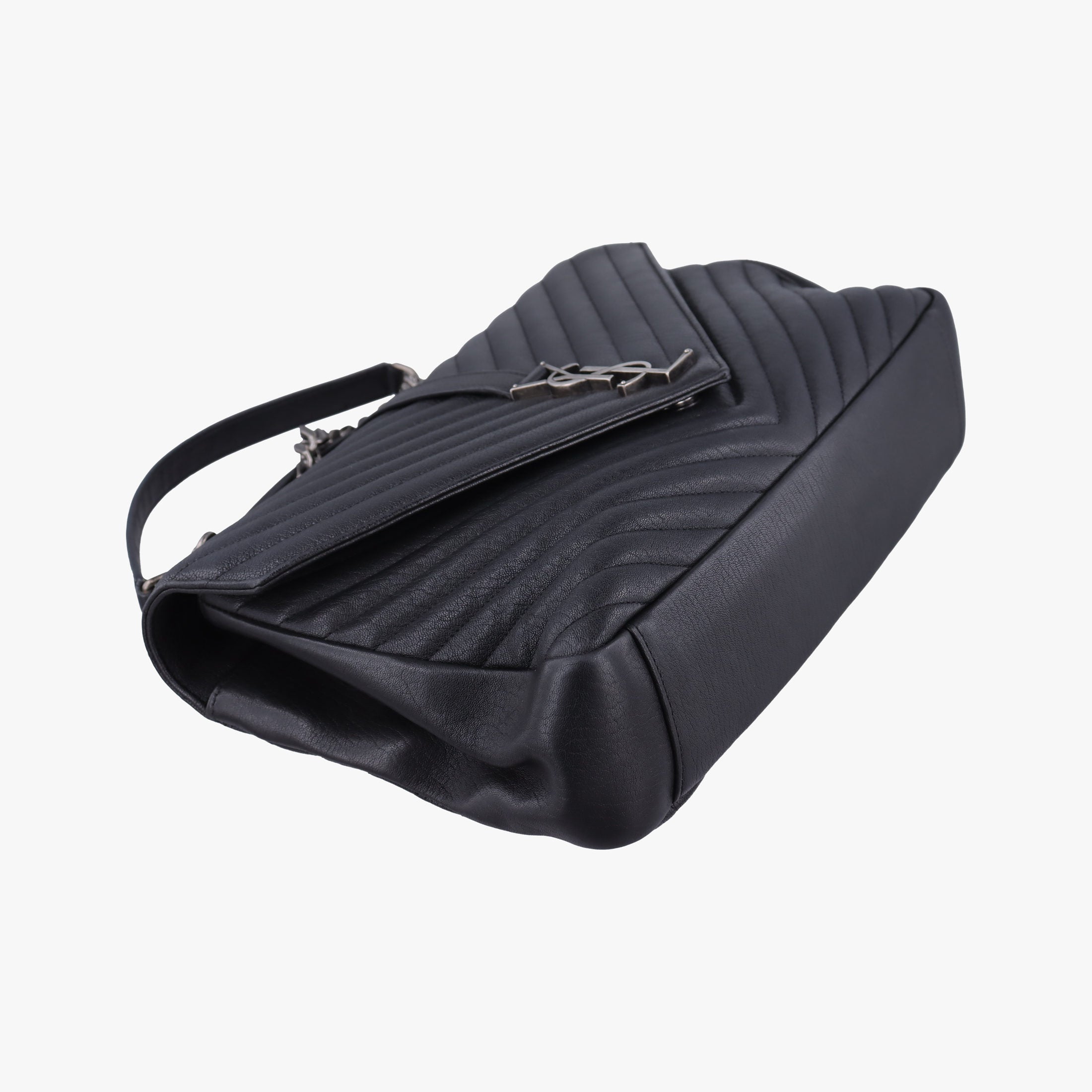 Pre-owned Yves Saint Laurent COLLEGE Black Leather 487212 shoulderbag | stylenewstar