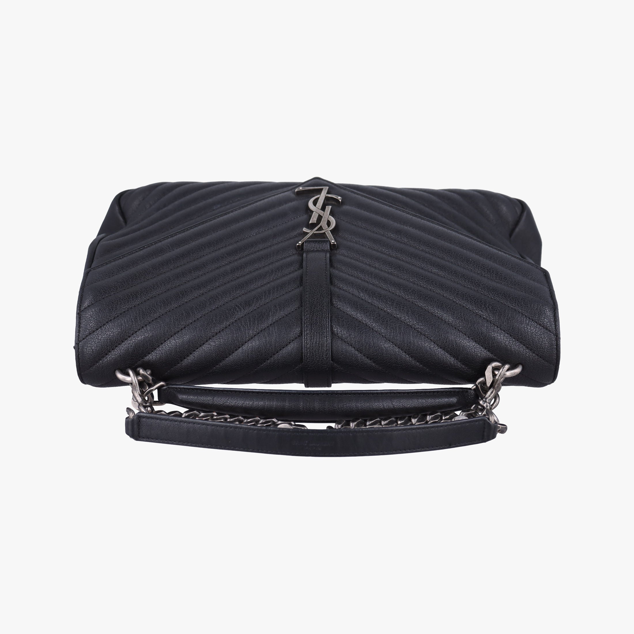 Pre-owned Yves Saint Laurent COLLEGE Black Leather 487212 shoulderbag | stylenewstar