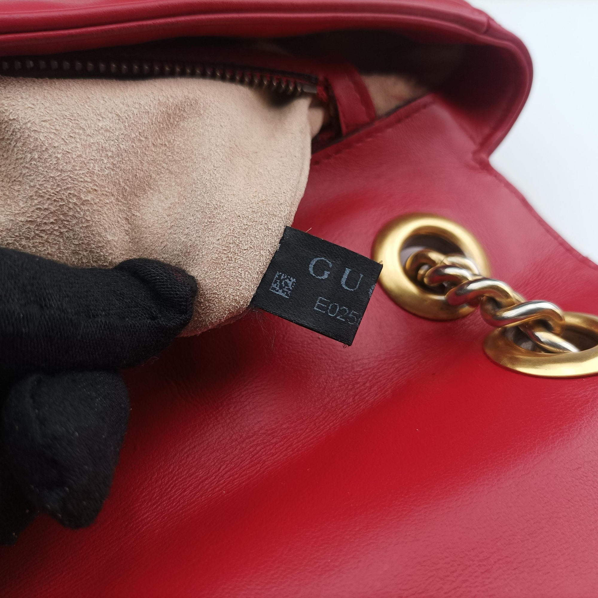 Pre-owned Gucci GG Marmont Red Leather 443497 shoulderbag | stylenewstar