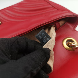 Pre-owned Gucci GG Marmont Red Leather 443497 shoulderbag | stylenewstar