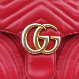 Pre-owned Gucci GG Marmont Red Leather 443497 shoulderbag | stylenewstar