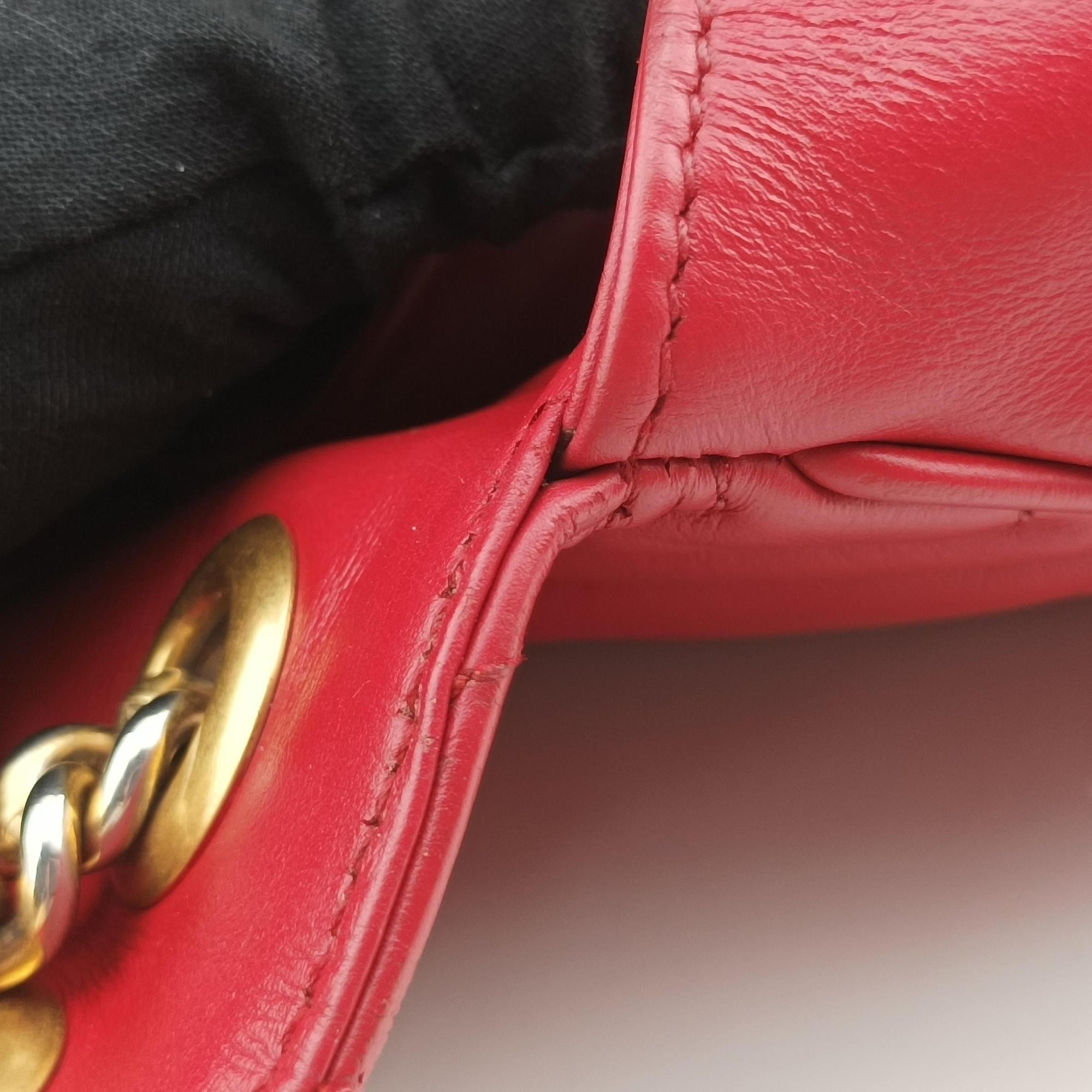 Pre-owned Gucci GG Marmont Red Leather 443497 shoulderbag | stylenewstar