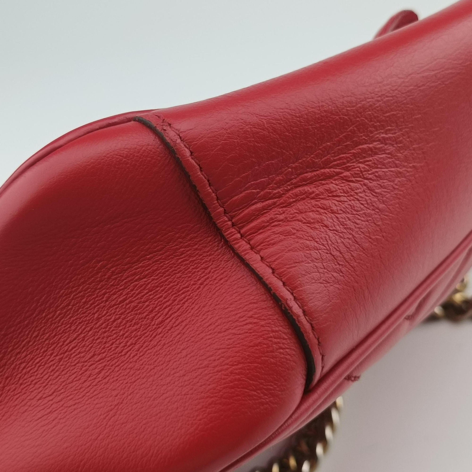 Pre-owned Gucci GG Marmont Red Leather 443497 shoulderbag | stylenewstar