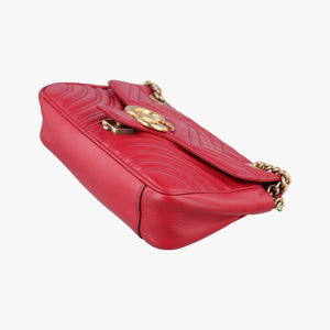 Pre-owned Gucci GG Marmont Red Leather 443497 shoulderbag | stylenewstar