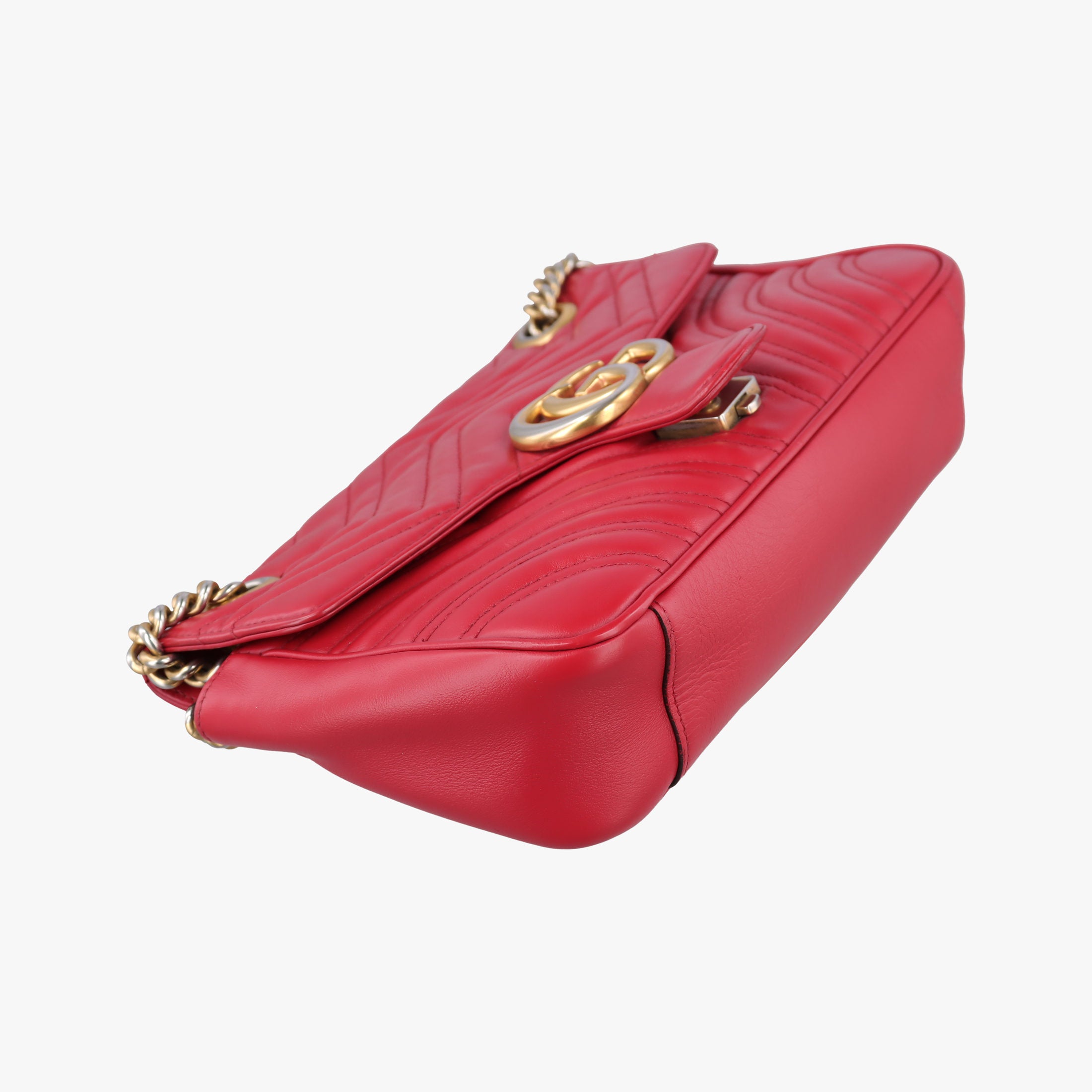 Pre-owned Gucci GG Marmont Red Leather 443497 shoulderbag | stylenewstar