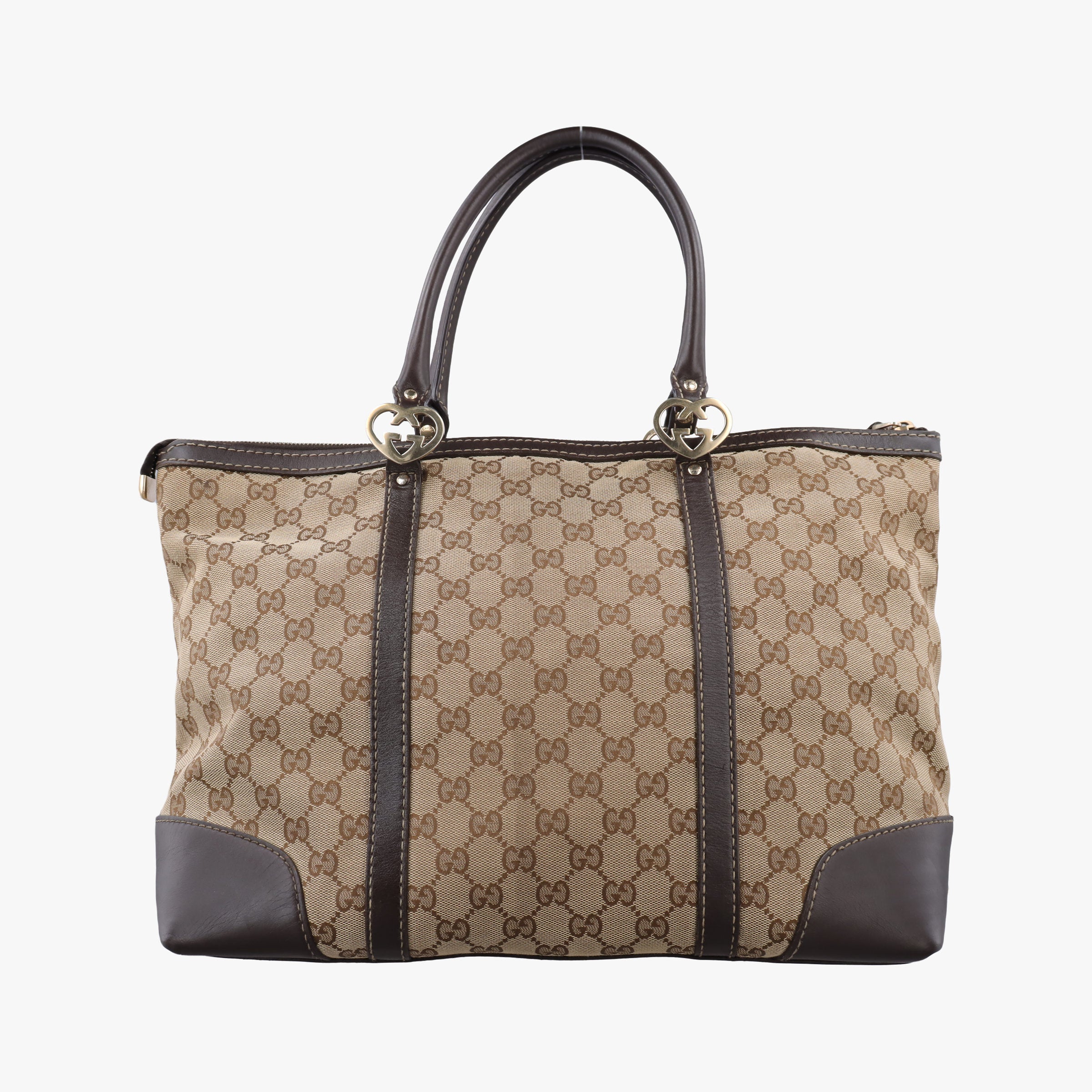 Pre-owned Gucci Lovely Brown GG canvas×leatherGG 257068 handbag | stylenewstar