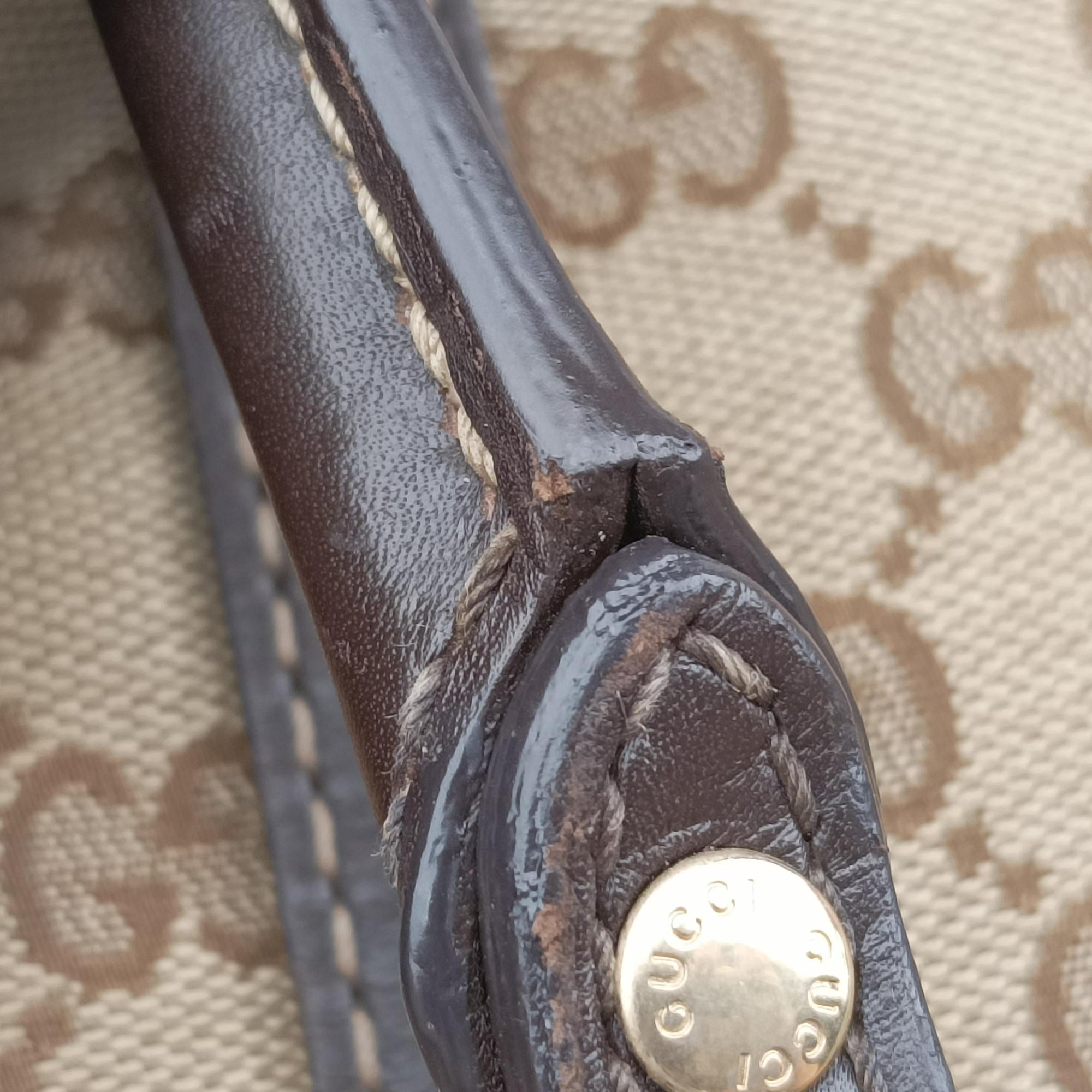 Pre-owned Gucci Lovely Brown GG canvas×leatherGG 257068 handbag | stylenewstar