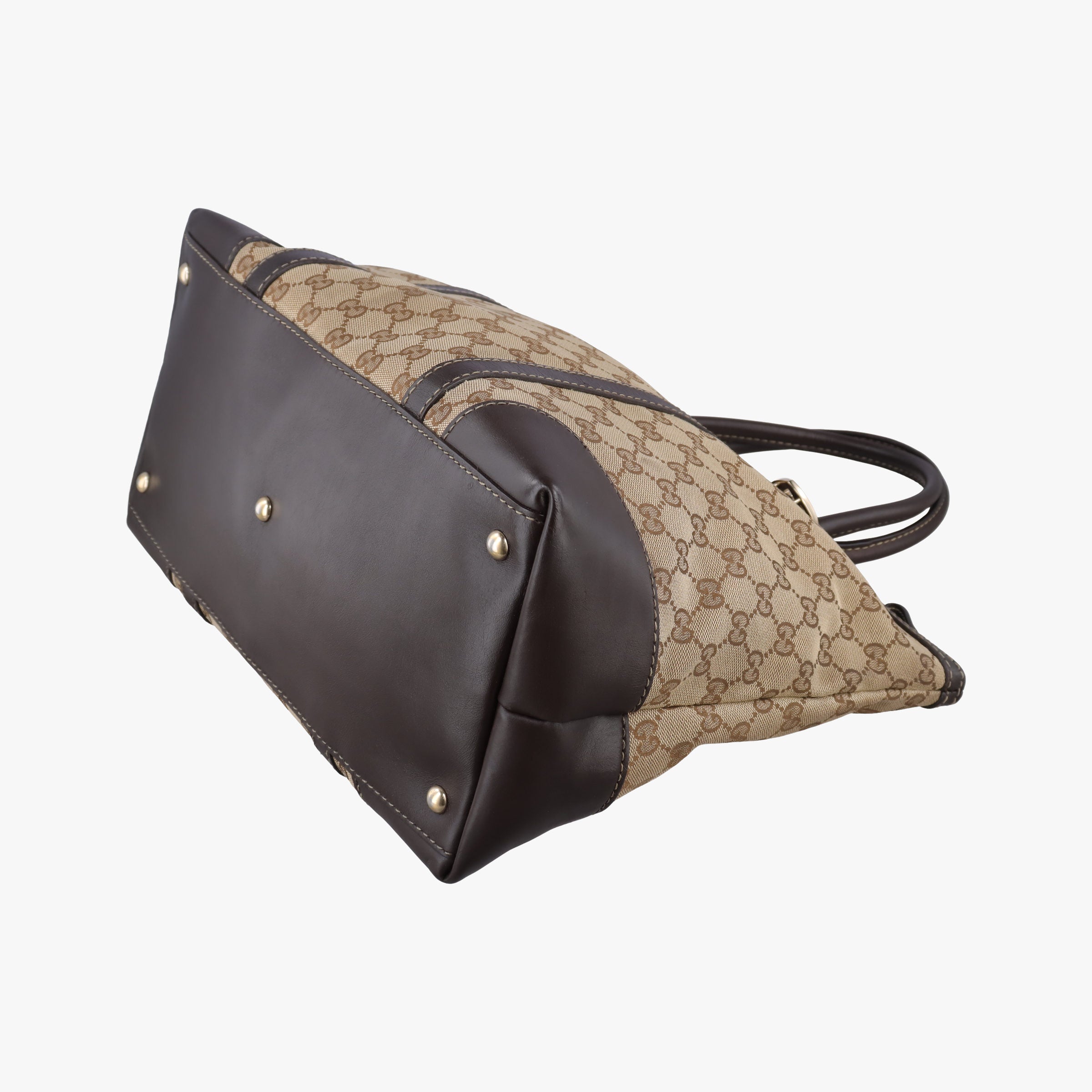 Pre-owned Gucci Lovely Brown GG canvas×leatherGG 257068 handbag | stylenewstar