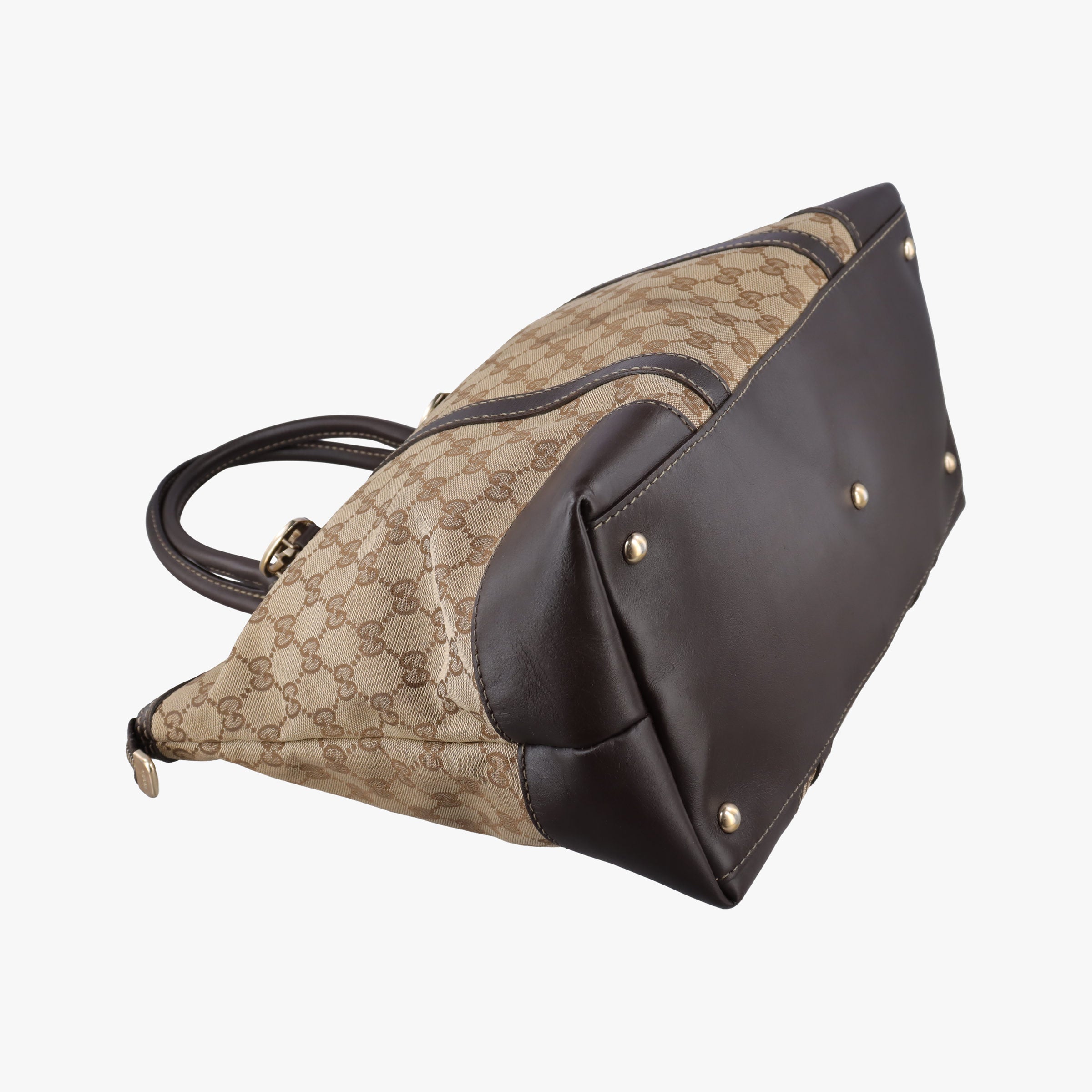 Pre-owned Gucci Lovely Brown GG canvas×leatherGG 257068 handbag | stylenewstar