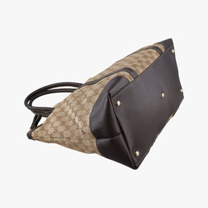 Pre-owned Gucci Lovely Brown GG canvas×leatherGG 257068 handbag | stylenewstar