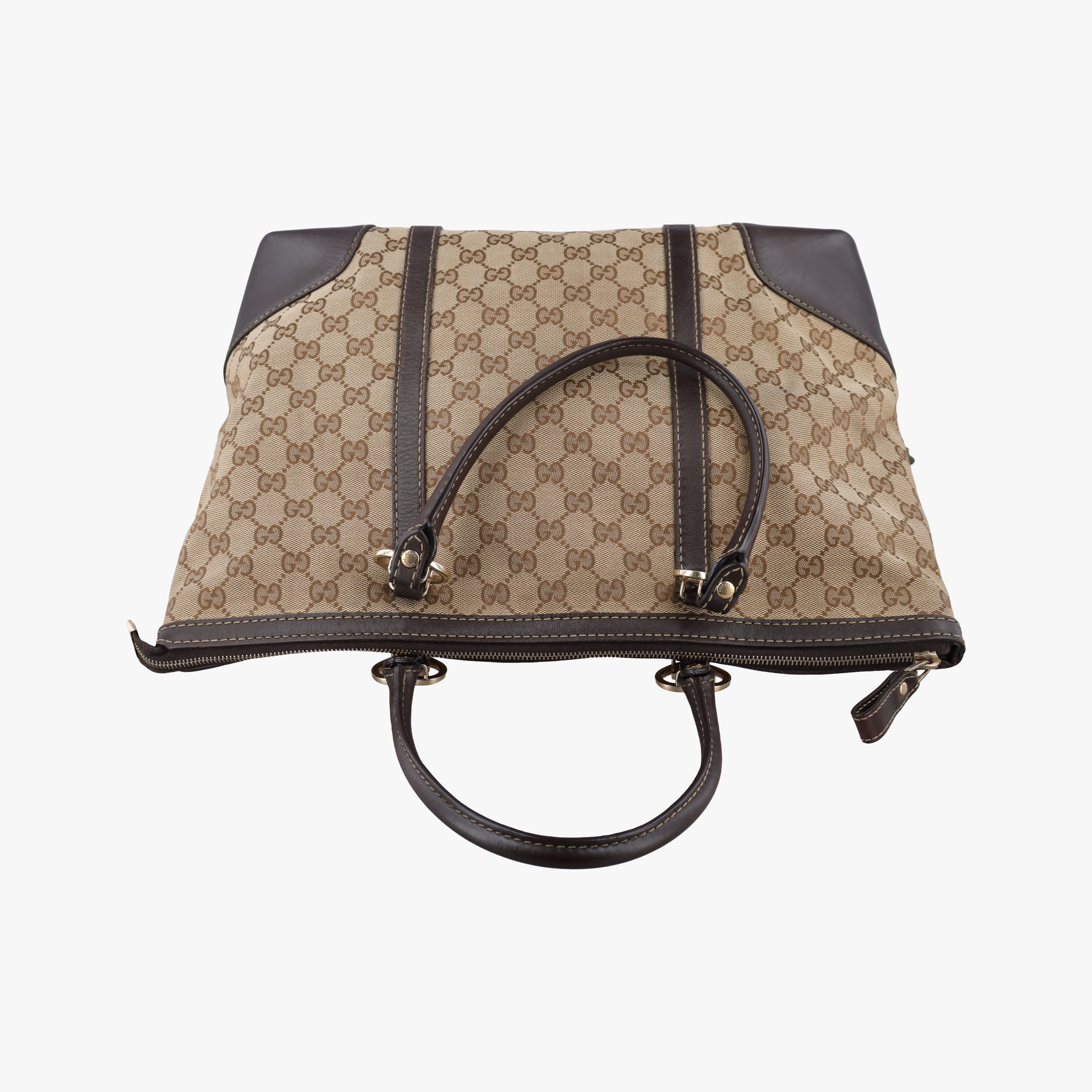 Pre-owned Gucci Lovely Brown GG canvas×leatherGG 257068 handbag | stylenewstar