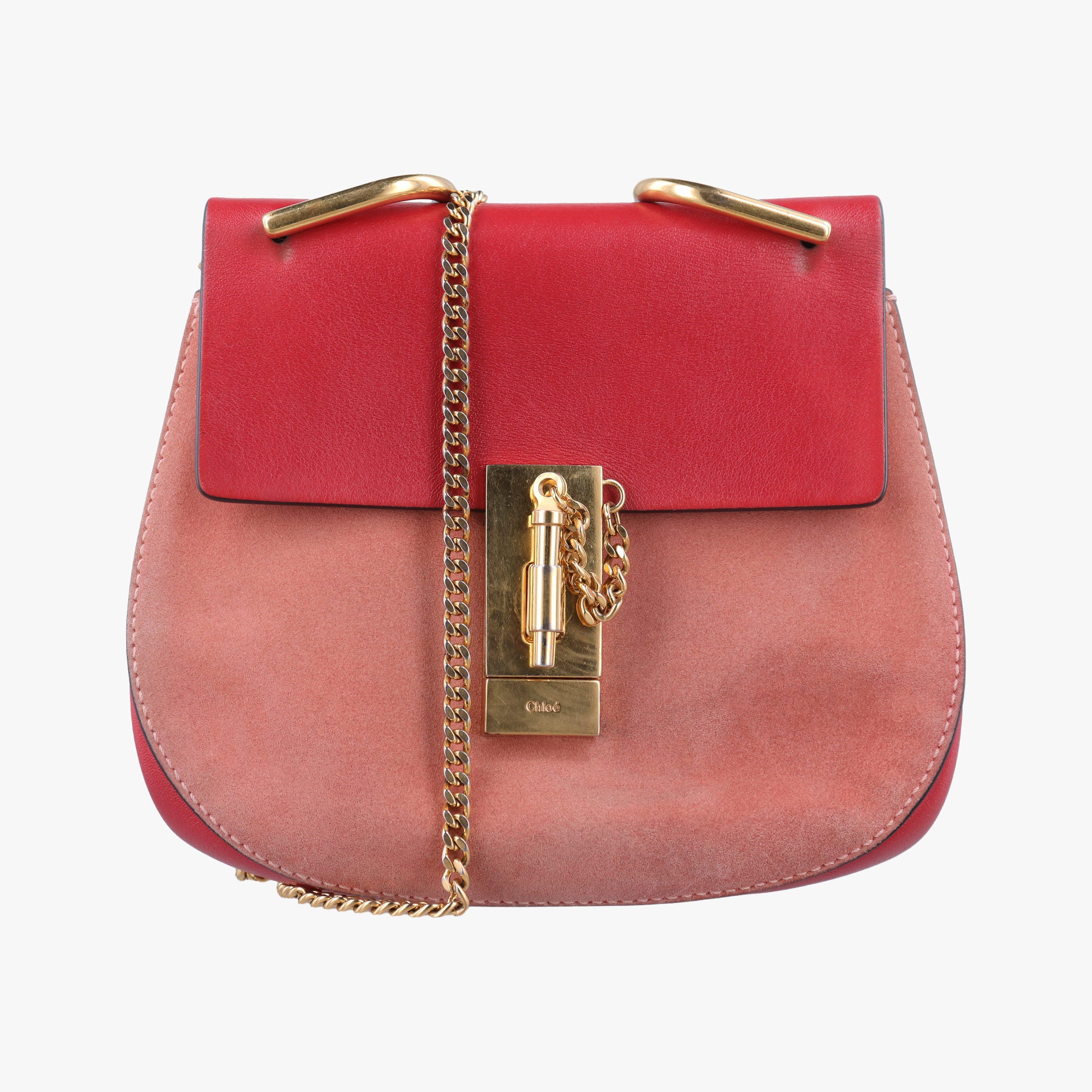 Pre-owned Chloe DREW Red×Pink Leather×suede  shoulderbag | stylenewstar