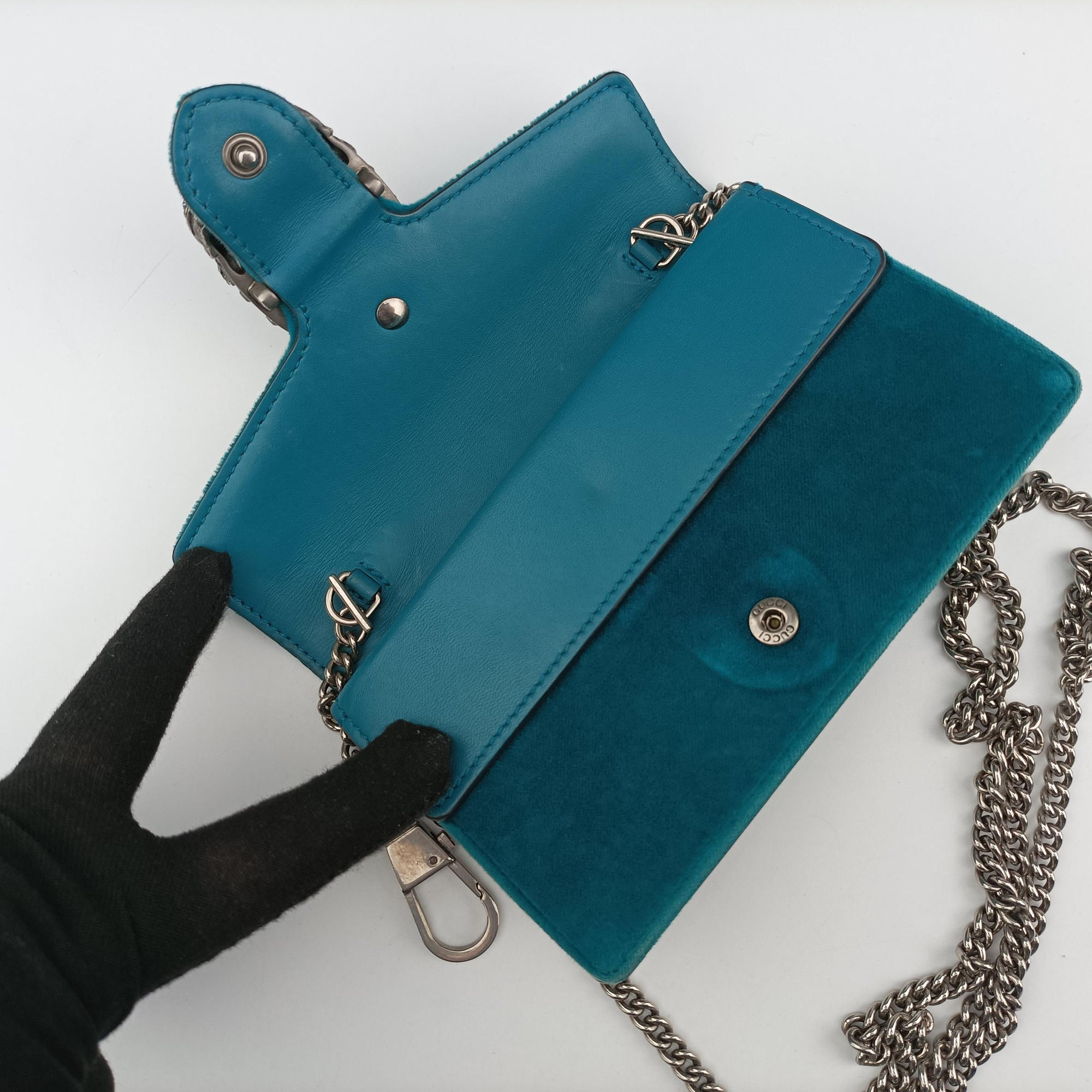 Pre-owned Gucci Dionysus Blue velour 476432 shoulderbag | stylenewstar
