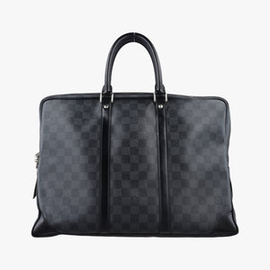 Pre-owned Louis Vuitton Porte Documents Voyage Noir Damier Graphite N41125 handbag | stylenewstar