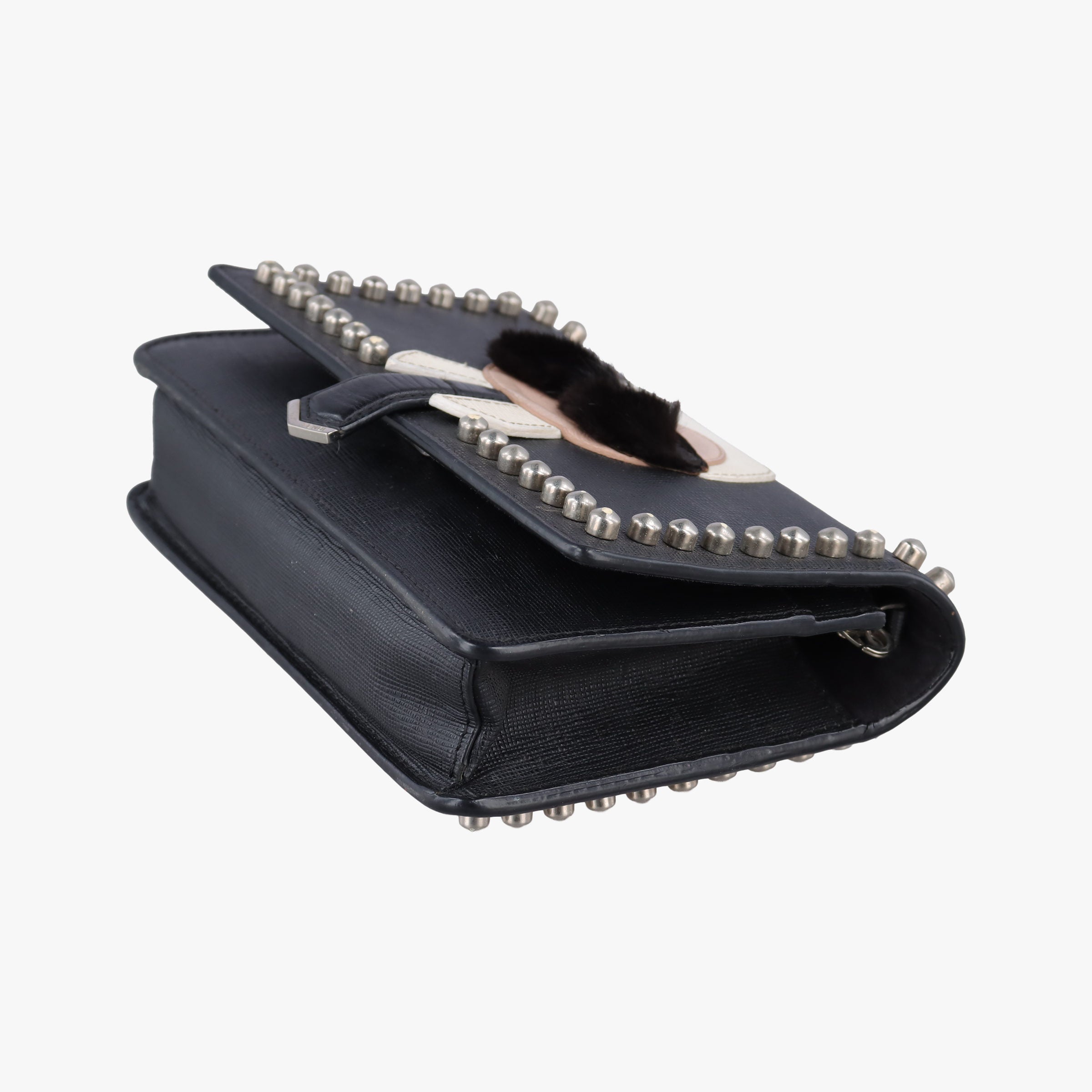Pre-owned Fendi Monster Eyes Tube Black Leather 8M0346 shoulderbag | stylenewstar