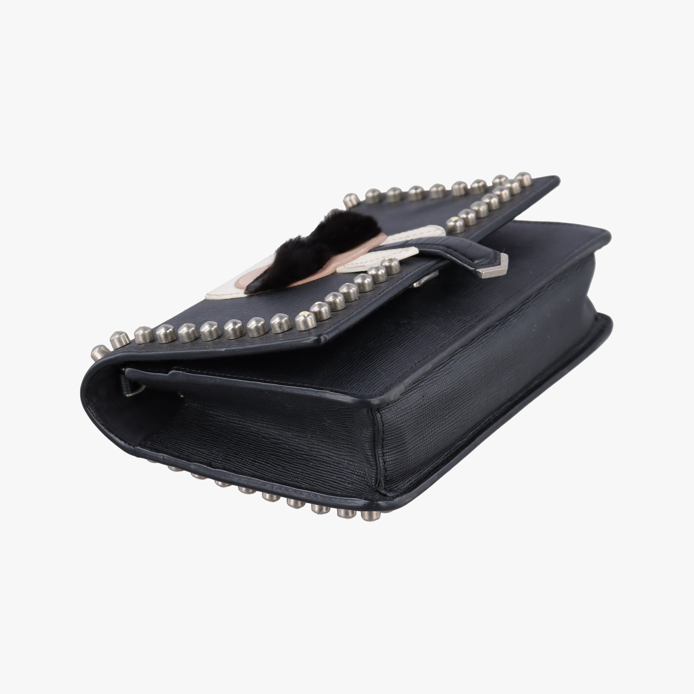 Pre-owned Fendi Monster Eyes Tube Black Leather 8M0346 shoulderbag | stylenewstar