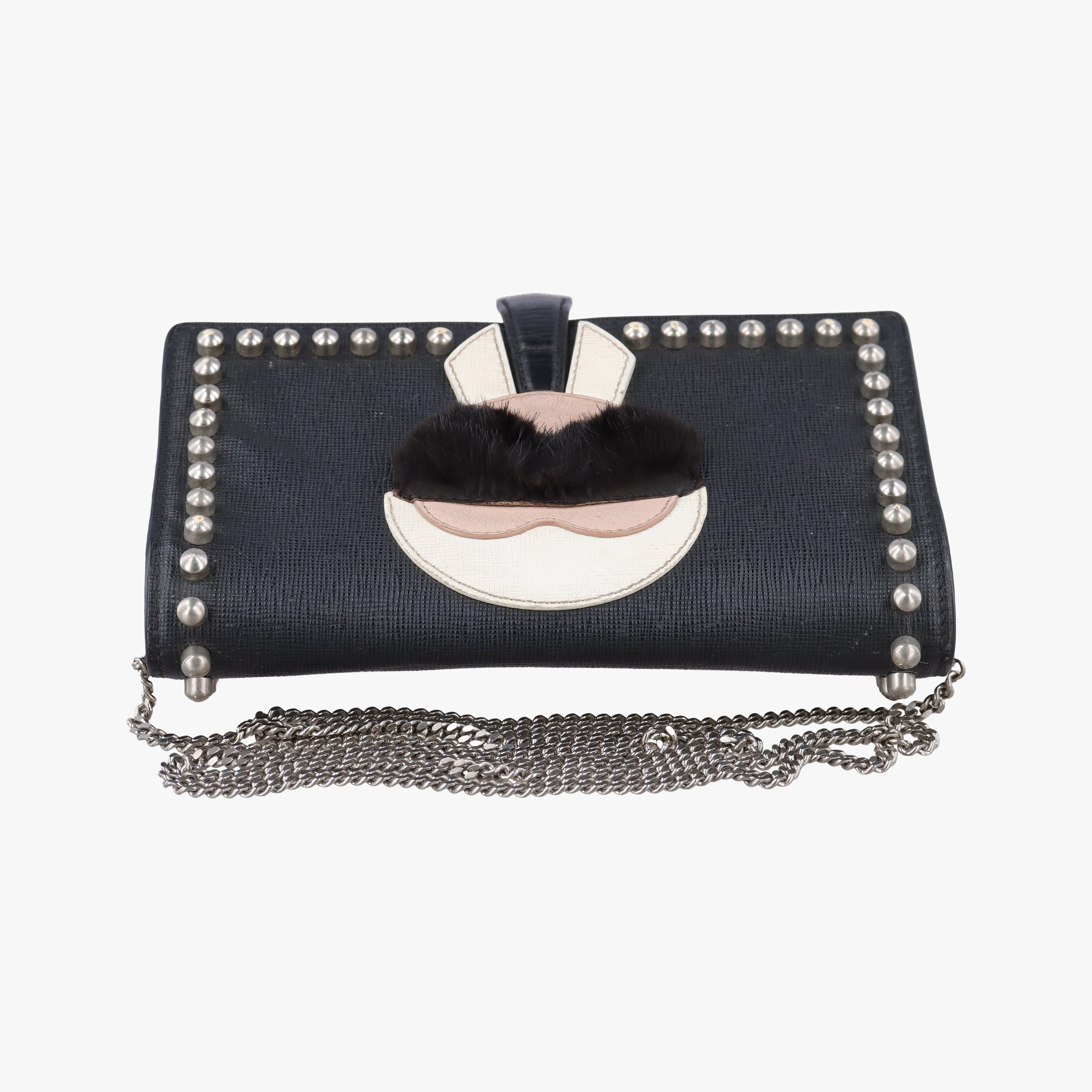 Pre-owned Fendi Monster Eyes Tube Black Leather 8M0346 shoulderbag | stylenewstar