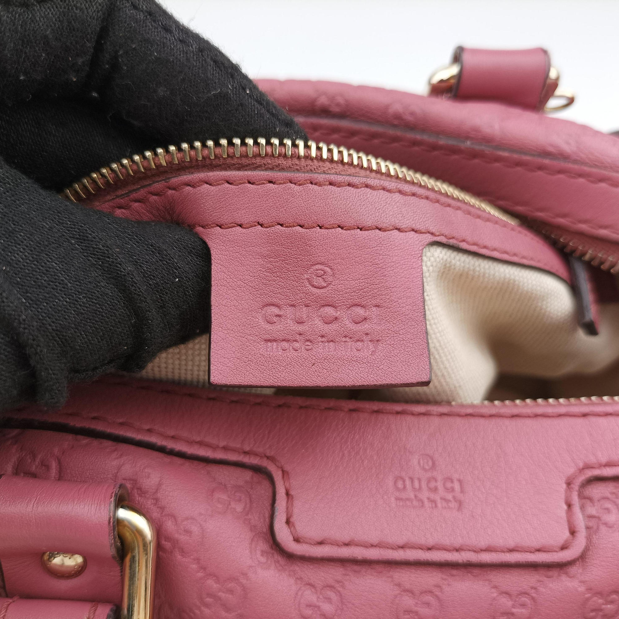 Vintage Gucci Guccissima Trim Web Joy Pink Leather 269876 bostonbag | stylenewstar