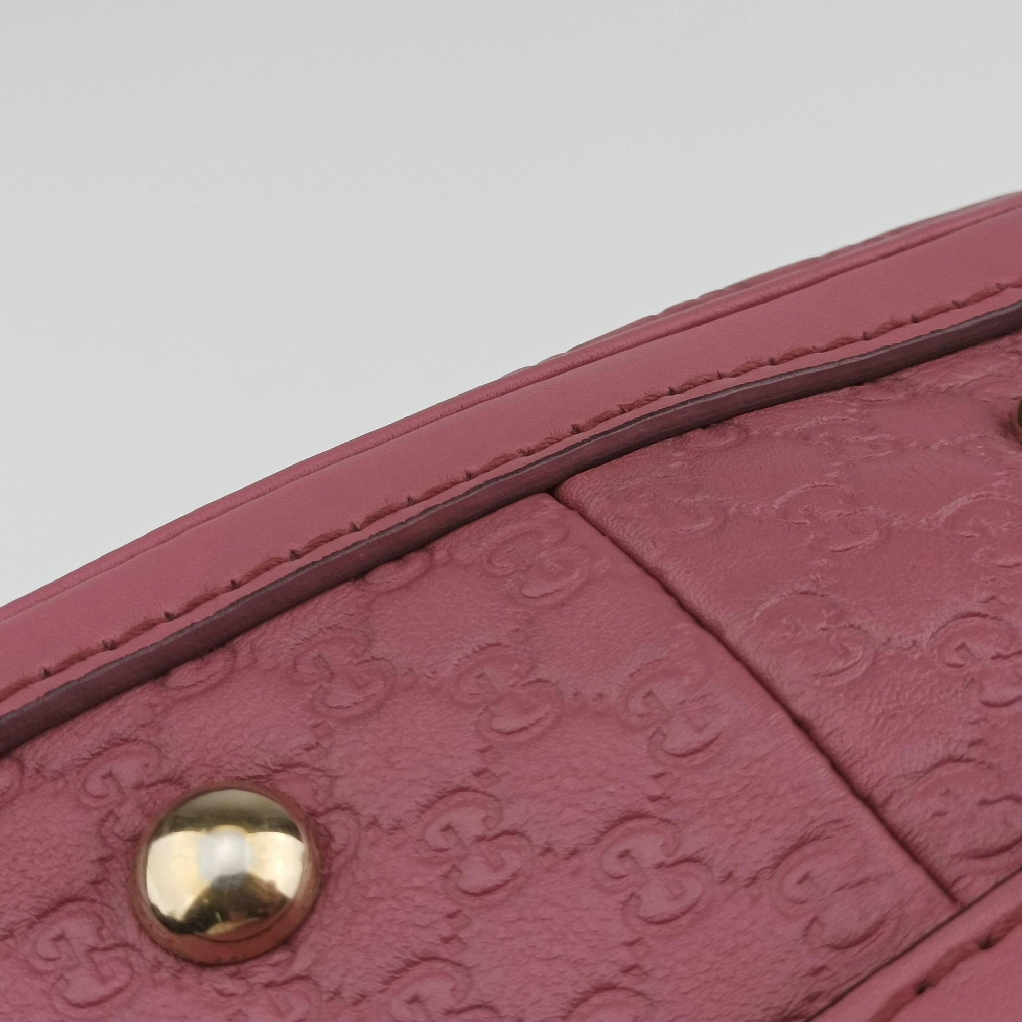 Vintage Gucci Guccissima Trim Web Joy Pink Leather 269876 bostonbag | stylenewstar