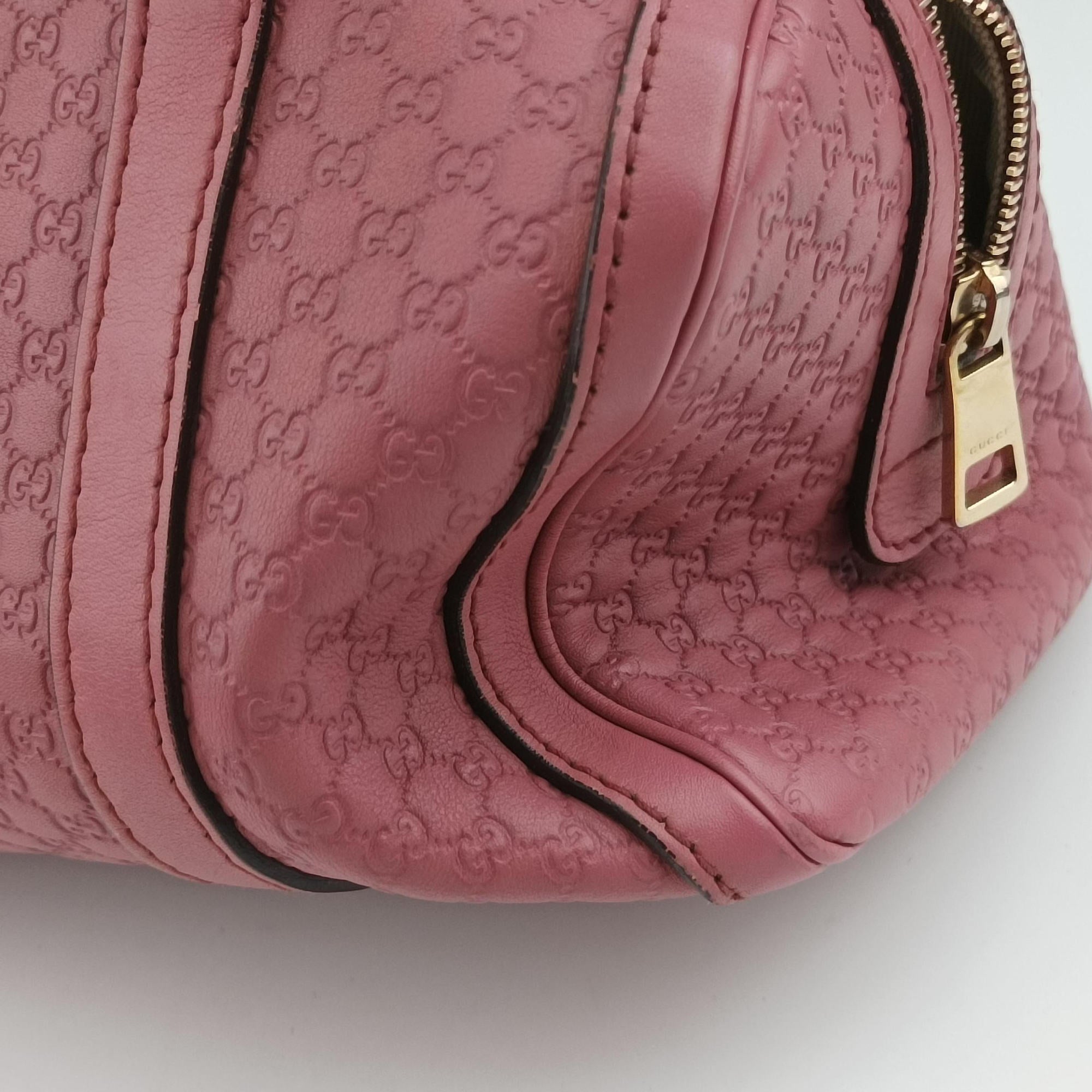 Vintage Gucci Guccissima Trim Web Joy Pink Leather 269876 bostonbag | stylenewstar