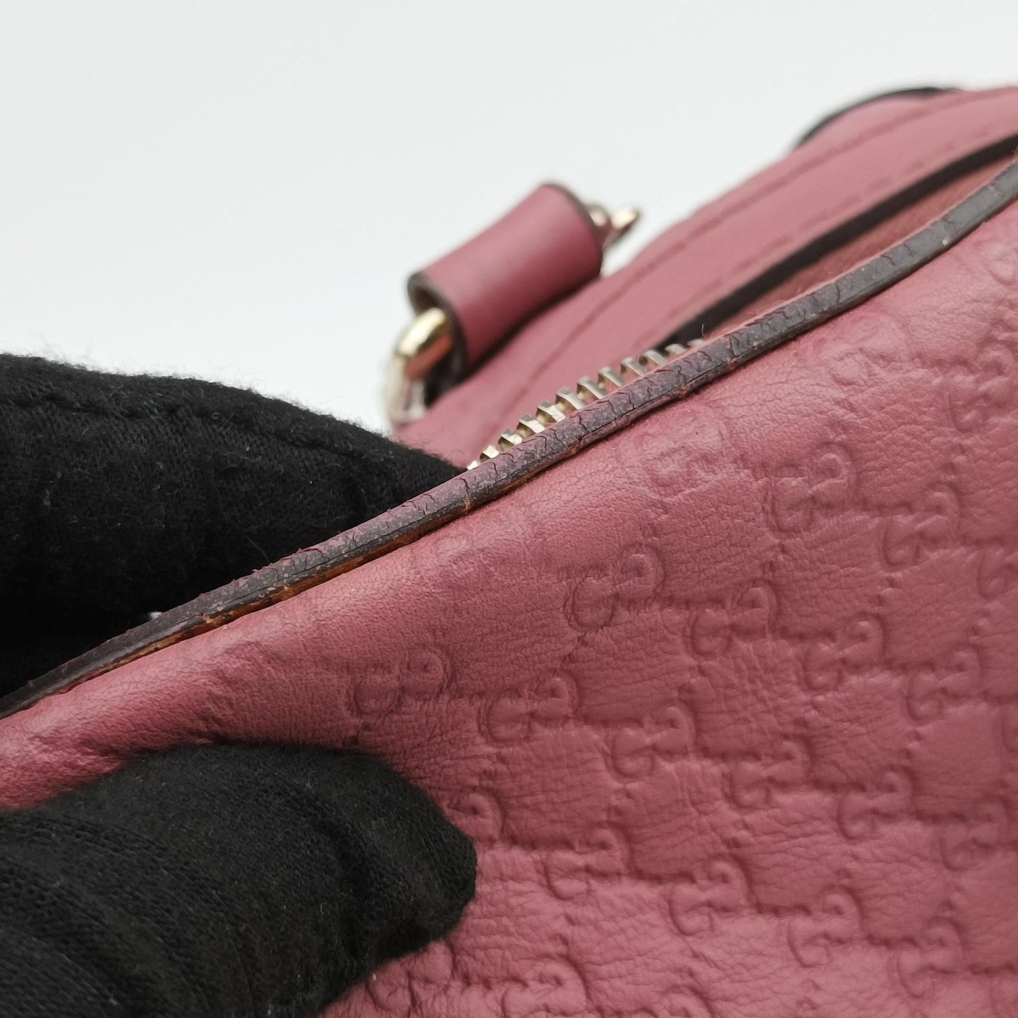 Vintage Gucci Guccissima Trim Web Joy Pink Leather 269876 bostonbag | stylenewstar
