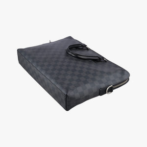 Pre-owned Louis Vuitton Porte Documents Jour Noir Damier Graphite N48224 handbag | stylenewstar