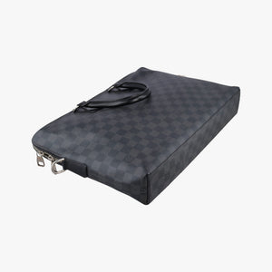 Pre-owned Louis Vuitton Porte Documents Jour Noir Damier Graphite N48224 handbag | stylenewstar