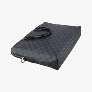 Pre-owned Louis Vuitton Porte Documents Jour Noir Damier Graphite N48224 handbag | stylenewstar