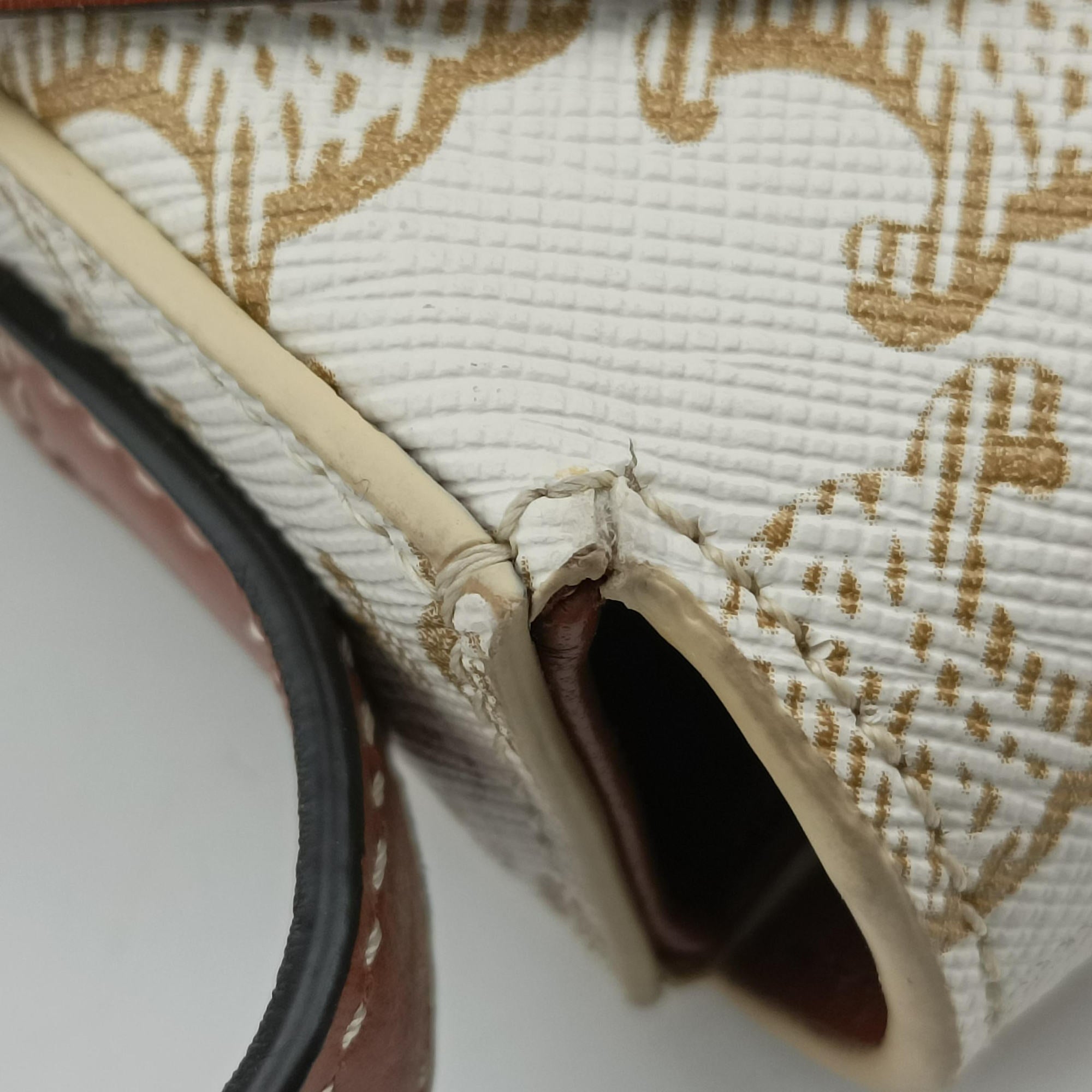 Pre-owned Celine Claude Triomphe white x brown PVC coated canvas x Leather  shoulderbag | stylenewstar