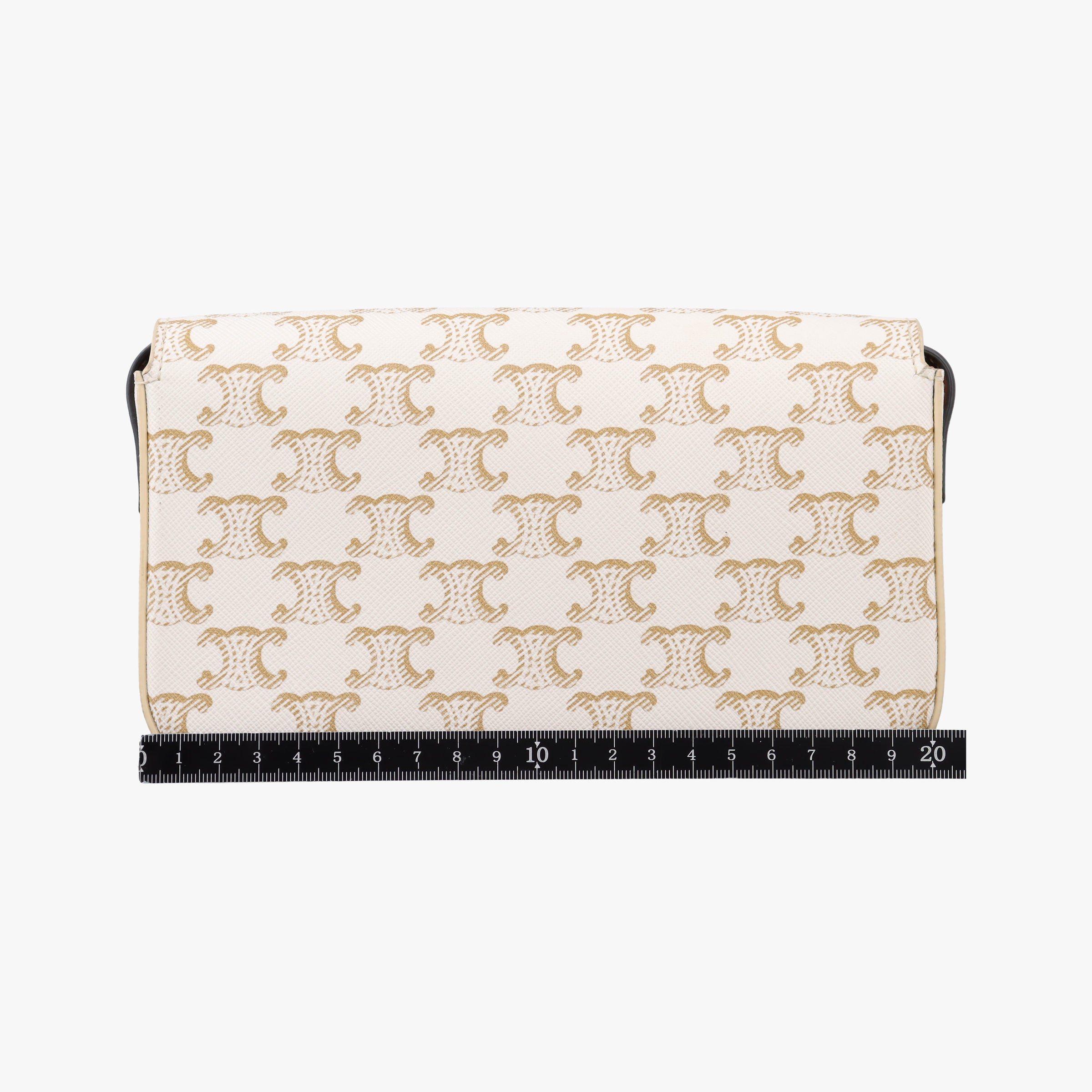 Pre-owned Celine Claude Triomphe white x brown PVC coated canvas x Leather  shoulderbag | stylenewstar