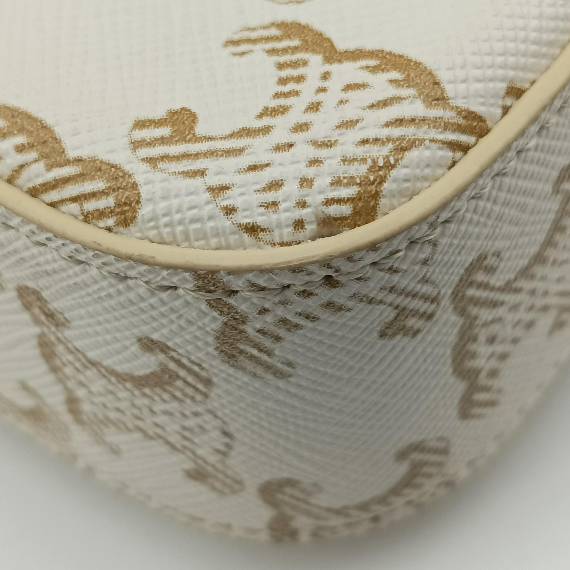Pre-owned Celine Claude Triomphe white x brown PVC coated canvas x Leather  shoulderbag | stylenewstar