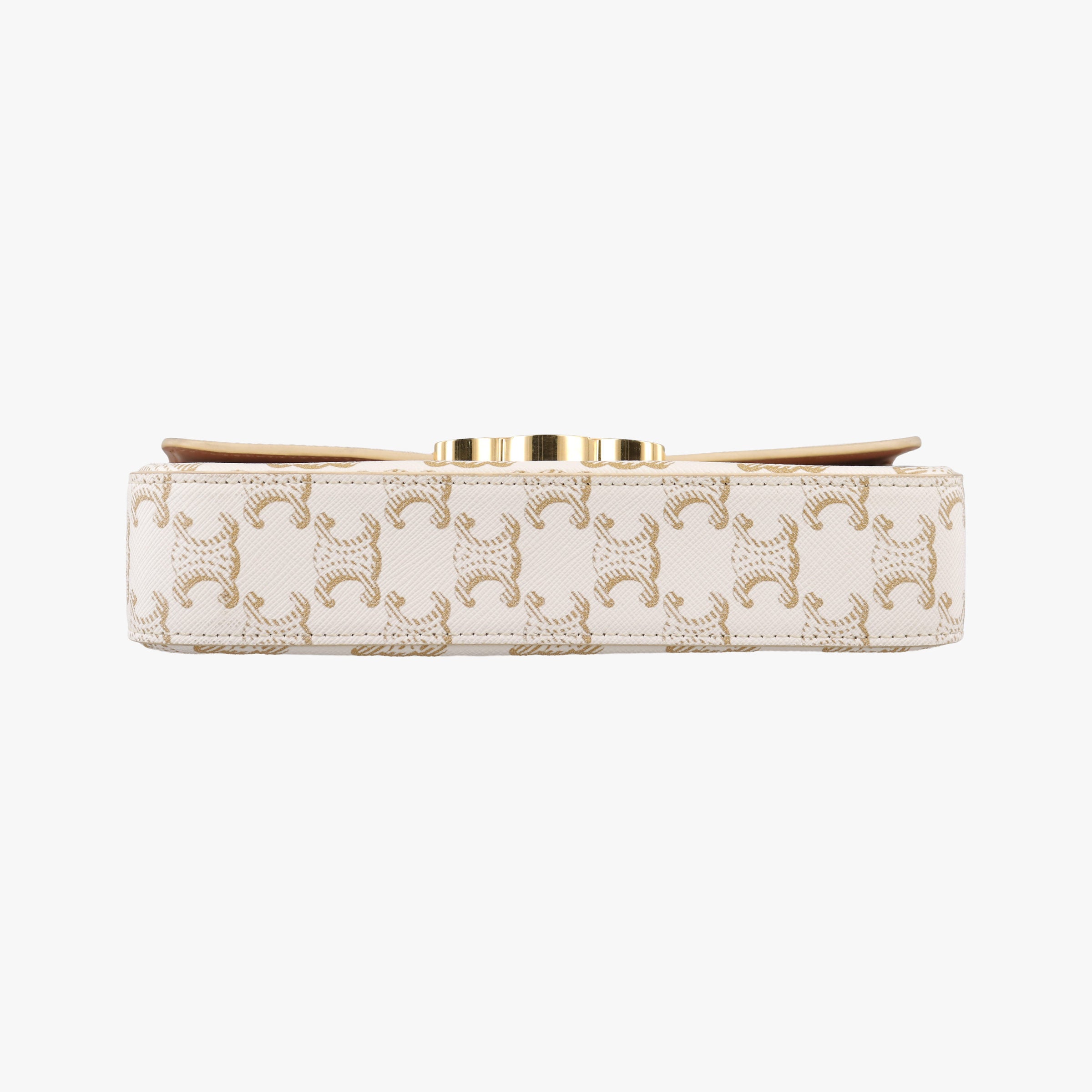Pre-owned Celine Claude Triomphe white x brown PVC coated canvas x Leather  shoulderbag | stylenewstar