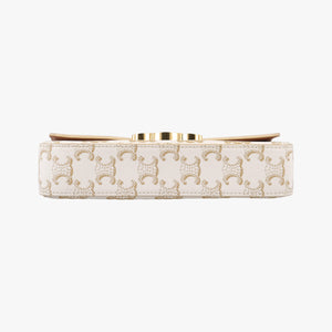 Pre-owned Celine Claude Triomphe white x brown PVC coated canvas x Leather  shoulderbag | stylenewstar