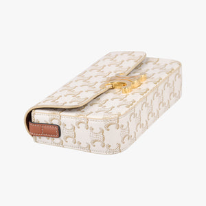 Pre-owned Celine Claude Triomphe white x brown PVC coated canvas x Leather  shoulderbag | stylenewstar