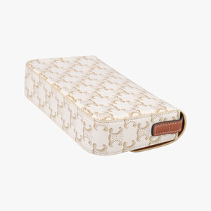 Pre-owned Celine Claude Triomphe white x brown PVC coated canvas x Leather  shoulderbag | stylenewstar